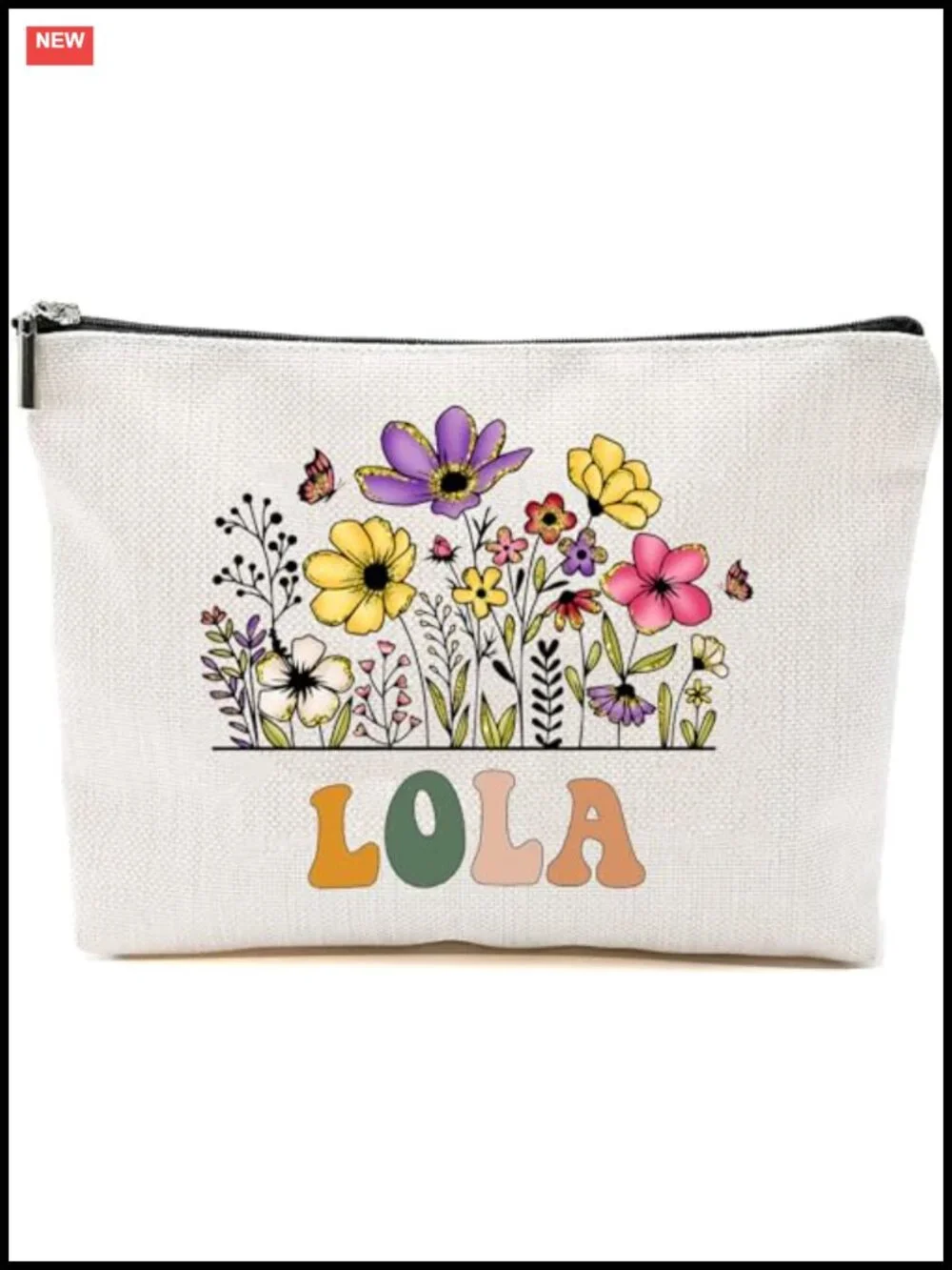 Floral Travel Makeup Bag Zipper Cosmetic Organizer Gift for Mom - 7x9.8 inches